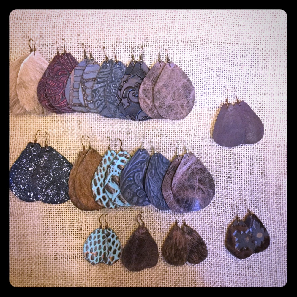 Hand made leather earrings